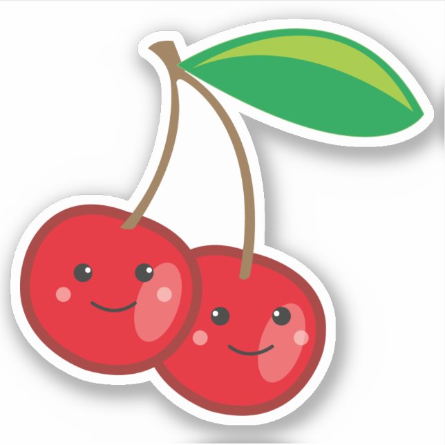 Cute Kawaii Cherries Fruit Sticker (Front)