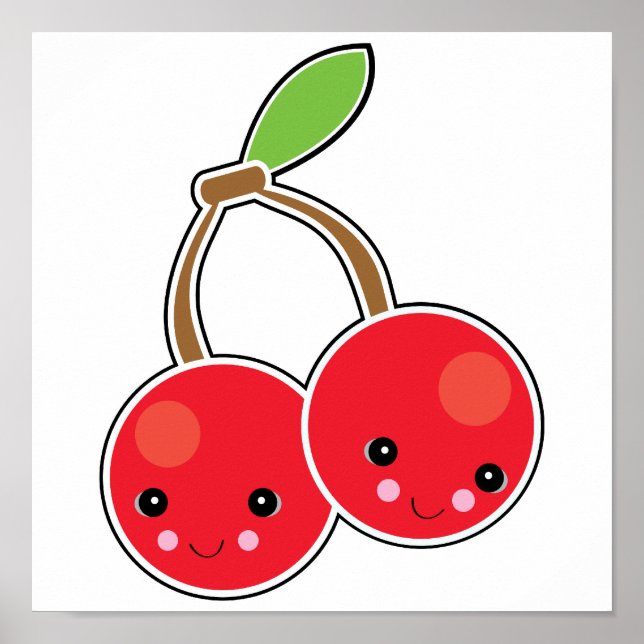 cute kawaii cherries poster (Front)