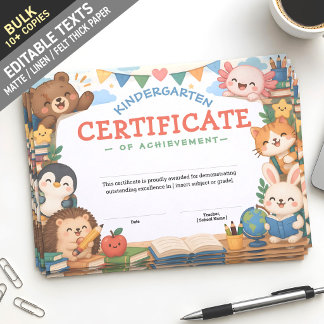 Cute Kawaii Chibi Animal Class Custom Kids Diploma Letterhead