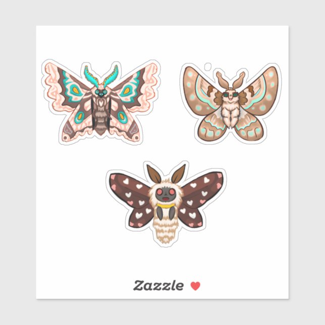 Cute Kawaii Chibi Moths Sticker (Sheet)