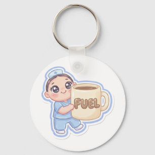 Cute Kawaii Chibi Nurse Giant Coffee Fuel  Keychain