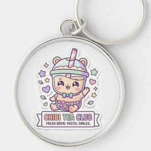 Cute Kawaii Chibi Tea Club Boba Milk Tea Keychain