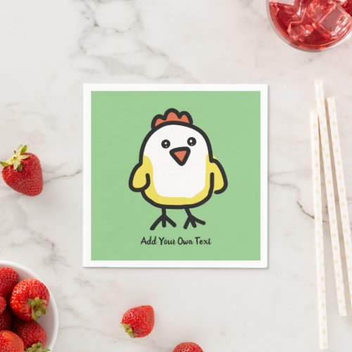 Cute Kawaii Chicken Chick Personalized Napkins