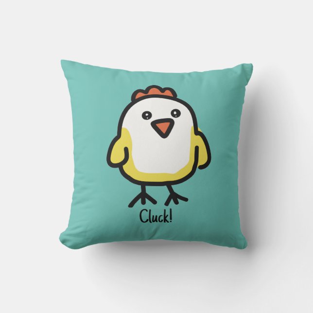 Cute Kawaii Chicken Chick Throw Pillow (Front)