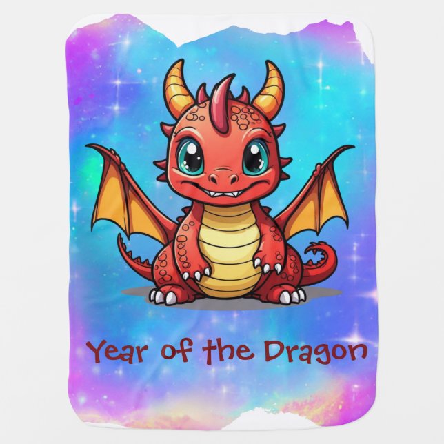 Cute Kawaii Chinese Zodiac Year of the Dragon | Baby Blanket (Front)