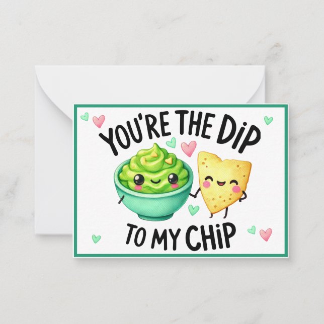 Cute Kawaii Chips and Dip Note Card (Front)