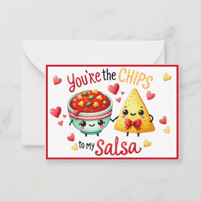 Cute Kawaii Chips and Salsa Note Card (Front)