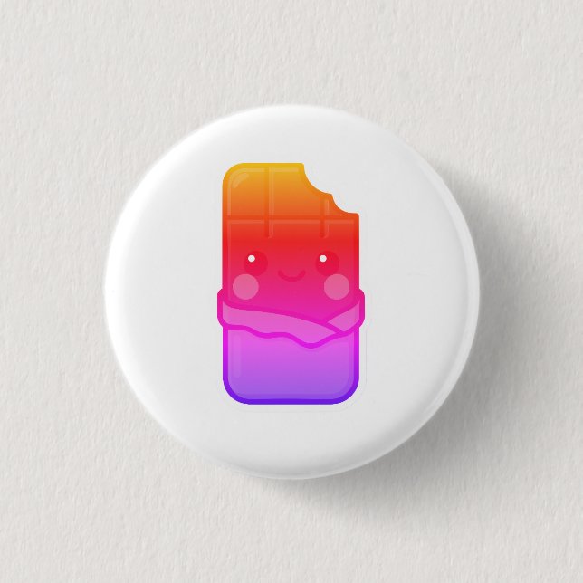 Cute Kawaii Chocolate Bar Button (Front)