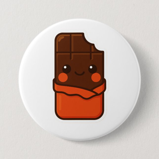 Cute Kawaii Chocolate Bar Button (Front)