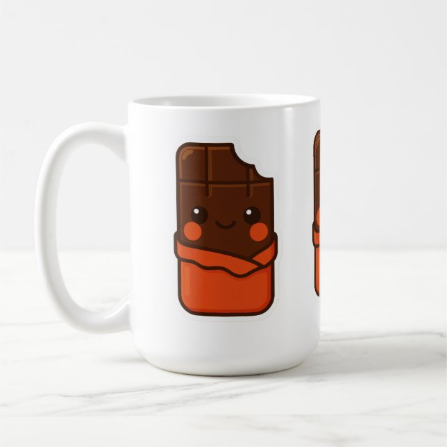 Cute Kawaii Chocolate Bar Coffee Mug (Left)