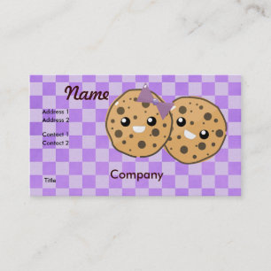 Cute Kawaii Chocolate Chip Cookie Couple Business Card