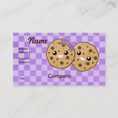 Cute Kawaii Chocolate Chip Cookie Couple Business Card Templates