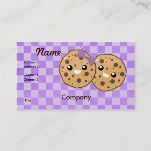 Customizable Cute Kawaii Chocolate Chip Cookie Couple Business Card Templates