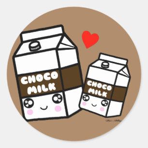 Cute Kawaii Chocolate Milk Dairy Foodie BFF Love Classic Round Sticker