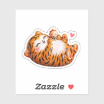 Cute Kawaii Chonky Tiger with Boba Tea Sticker
