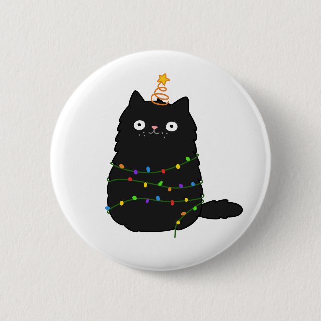 Cute Kawaii Christmas Cat Button (Front)