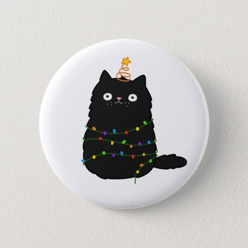 Cute Kawaii Christmas Cat Button