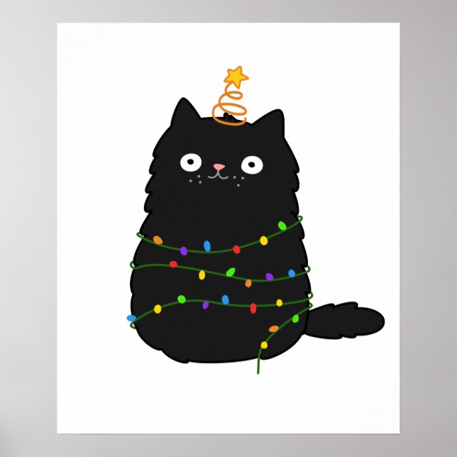 Cute Kawaii Christmas Cat Poster (Front)