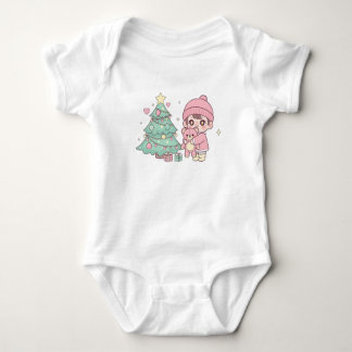 Cute Kawaii Christmas Child & Teddy Bear Baby Jump Bodysuit
