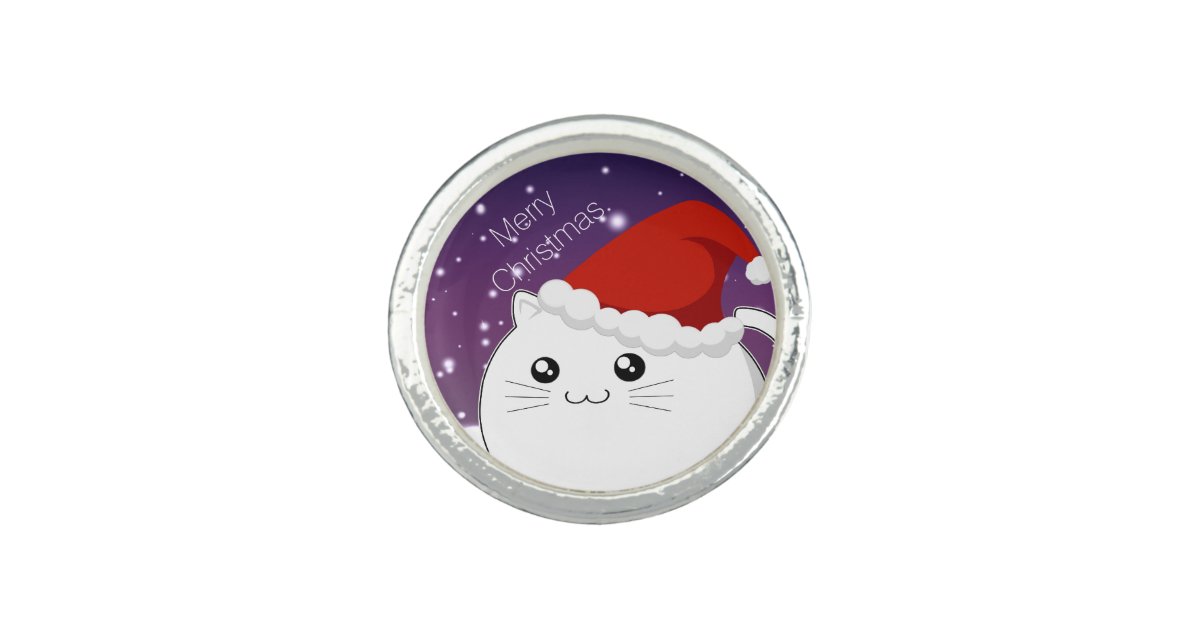 Cute Kawaii Christmas Kitty Cat Ring Zazzle Com