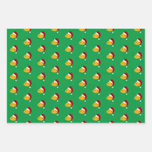Cute Kawaii Christmas Mango Wrapping Paper Sheets