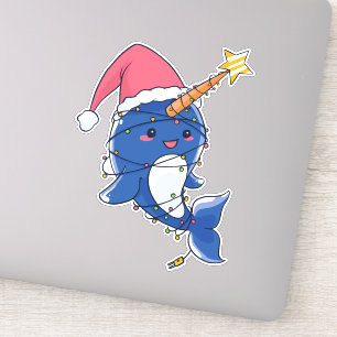 Cute Kawaii Christmas Narwhal Sticker