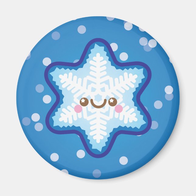 Cute Kawaii Christmas Snowflake Fridge Magnet (Front)
