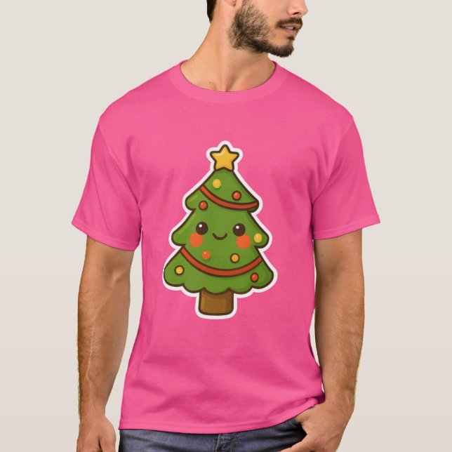 Cute Kawaii Christmas Tree T-Shirt (Front)