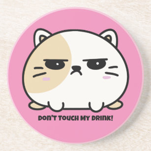 Cute Kawaii Chubby Angry Mochi Cat  Coaster