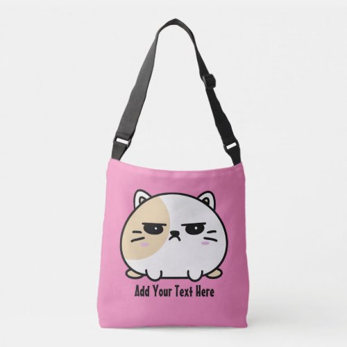 Cute Kawaii Chubby Angry Mochi Cat  Crossbody Bag