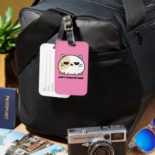 Cute Kawaii Chubby Angry Mochi Cat Luggage Tag