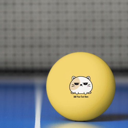 Cute Kawaii Chubby Angry Mochi Cat  Ping Pong Ball