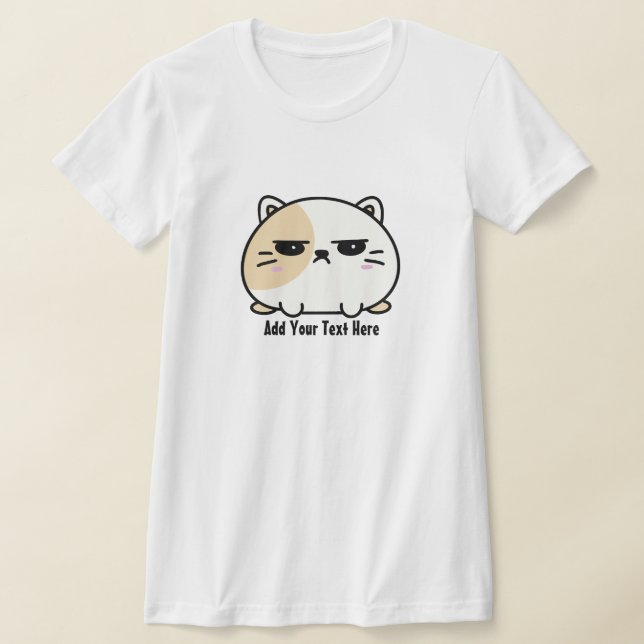 Cute Kawaii Chubby Angry Mochi Cat T-Shirt (Laydown)