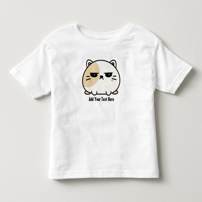Cute Kawaii Chubby Angry Mochi Cat  Toddler T-shirt (Front)