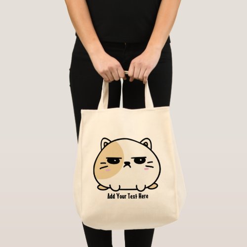 Cute Kawaii Chubby Angry Mochi Cat  Tote Bag
