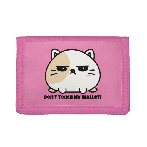 Cute Kawaii Chubby Angry Mochi Cat   Trifold Wallet