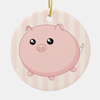 Cute Kawaii Chubby Pink Pig Ceramic Ornament by DiaSuuArt at Zazzle