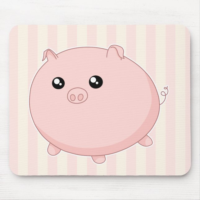 Cute Kawaii chubby pink pig Mouse Pad (Front)