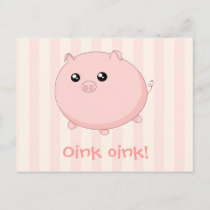 Cute Kawaii chubby pink pig Postcard