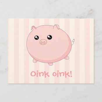 Cute Kawaii Chubby Pink Pig Postcard by DiaSuuArt at Zazzle
