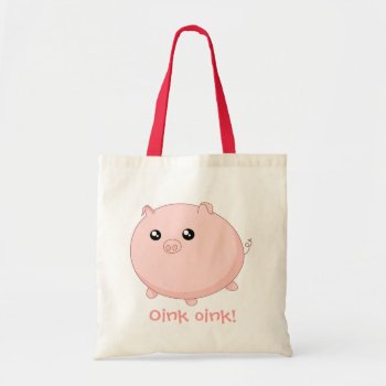 Cute Kawaii Chubby Pink Pig Tote Bag by DiaSuuArt at Zazzle