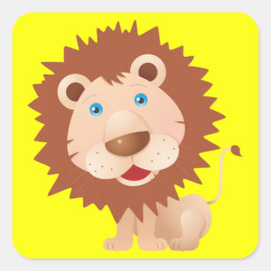 Cute Kawaii Circus Lion Square Sticker
