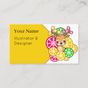 Cute Kawaii Citrus Deer Lemon Orange Business Card