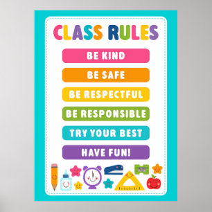 Cute Kawaii Classroom Rules Poster