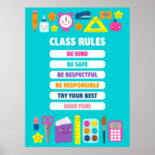 Cute Kawaii Classroom Rules Poster