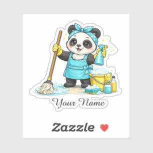 Cute Kawaii Cleaning Panda Sticker