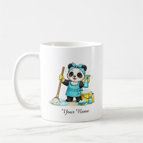 Cute Kawaii Cleaning Panda Sticker Coffee Mug