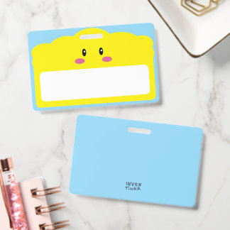 Cute Kawaii Cloud Kids Elementary School Name Tag Badge