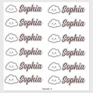 Cute Kawaii Cloud Personalized Name Sticker