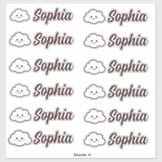 Cute Kawaii Cloud Personalized Name Sticker